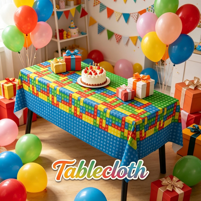 Gaming Accessories Room - Building Block Brick Style Tablecloth Stylish
