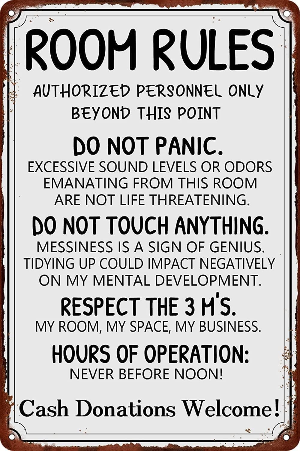Gaming Accessories Room - Funny Room Rules Metal Tin Sign
