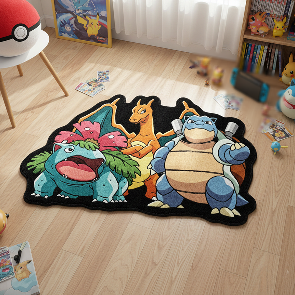 Gaming Accessories Room - Pokemon Starter Trio Anime Area Rug