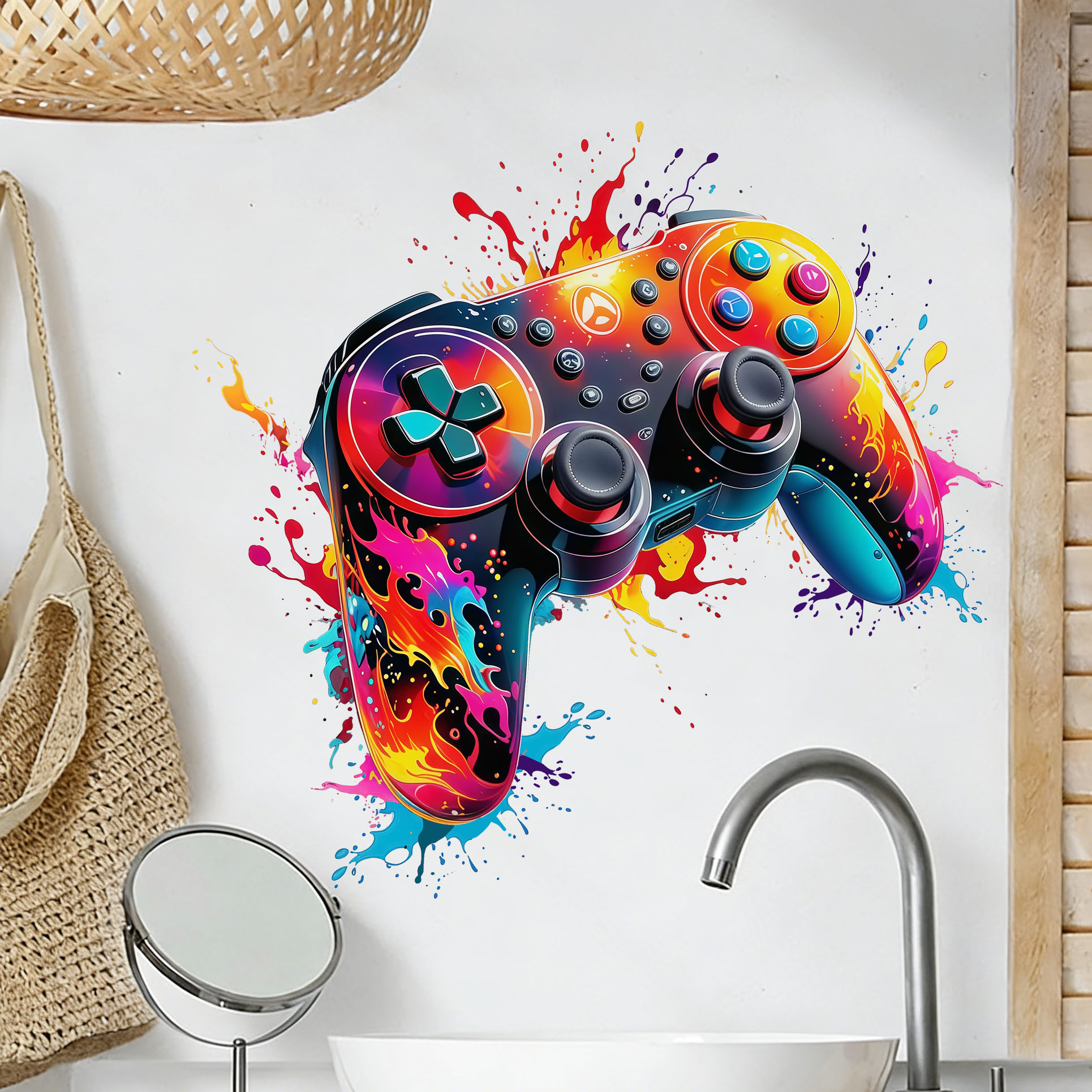 Red Flame Game Controller Wall - Gaming Accessories Wallpaper recension och pris