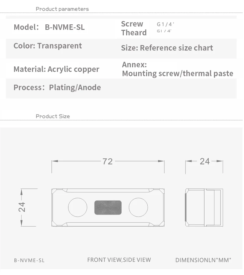 Bykski Water Block for 2280 /2 - M2 Heatsink Cooler recension och pris