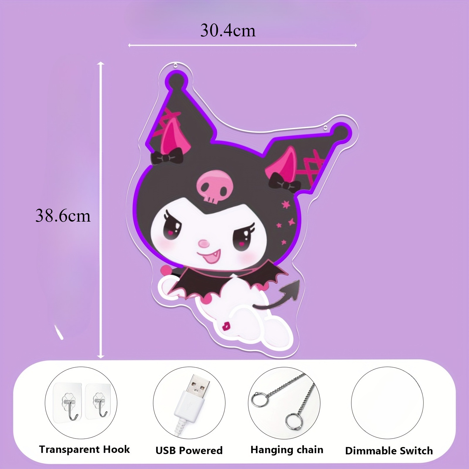 Kuromi LED Neon Sign Purple Gl - Gaming Accessories Led recension och pris