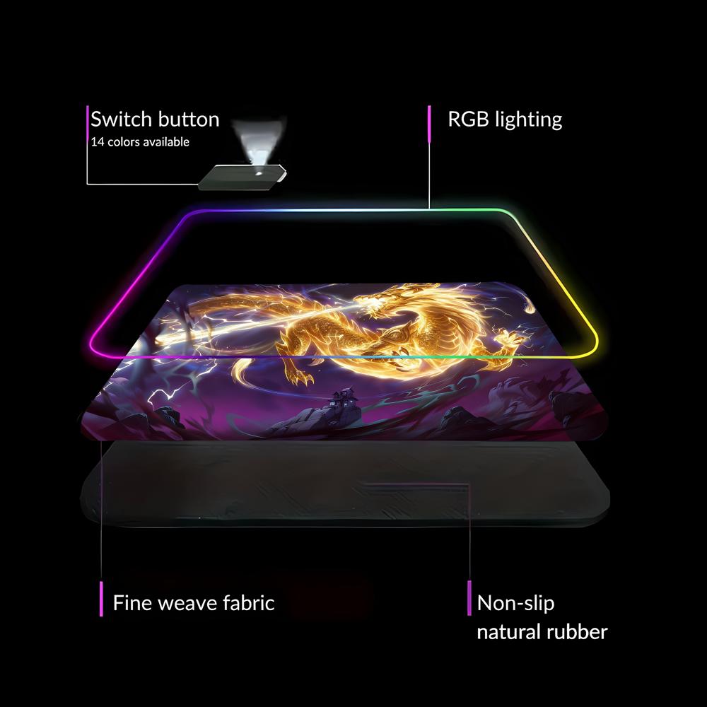 RGB LED Blue Dragon Mouse Pad  - Gaming Accessories Pc Setup recension och pris