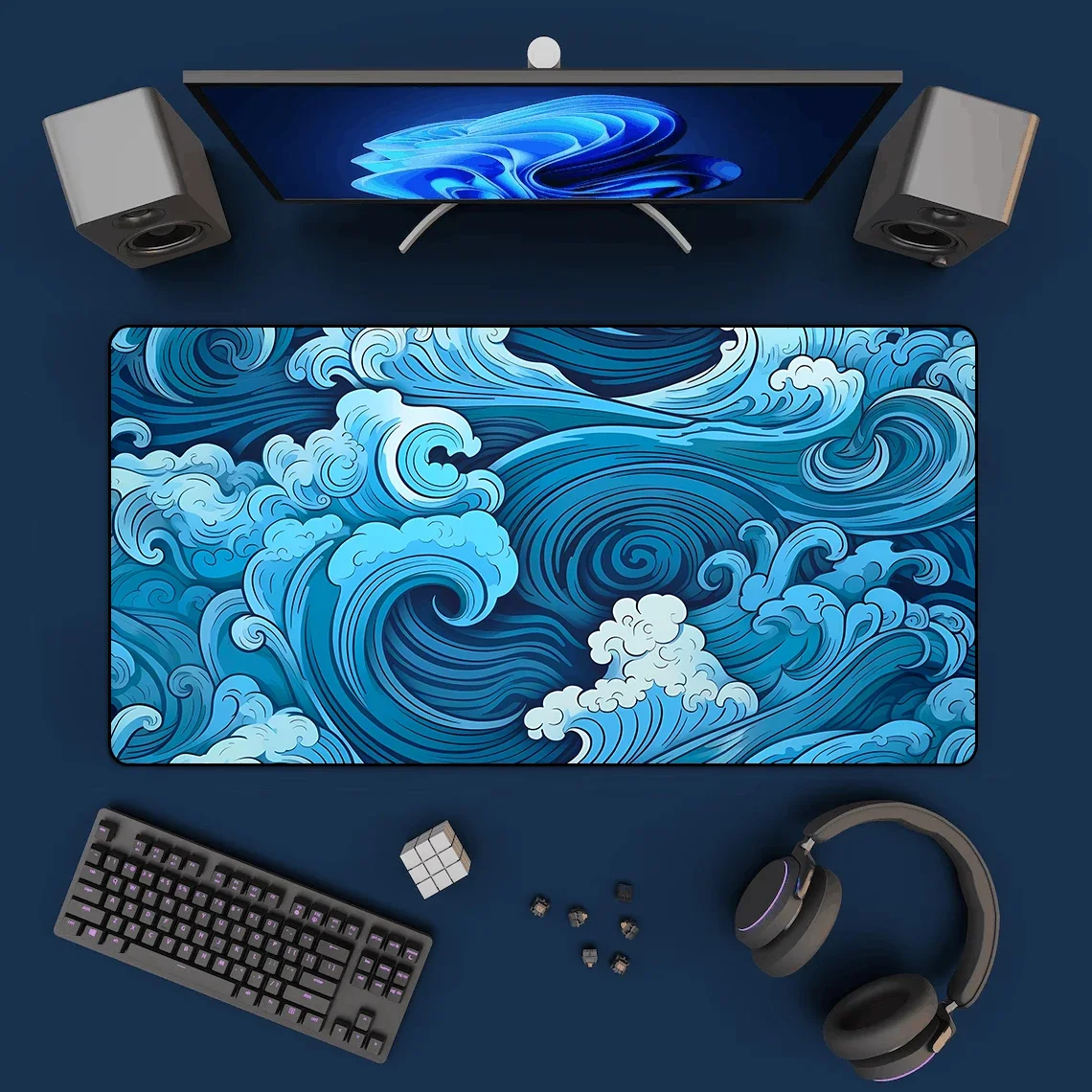 Japanese Blue Waves Mouse Pad  - Gaming Accessories For Your Desk recension och pris