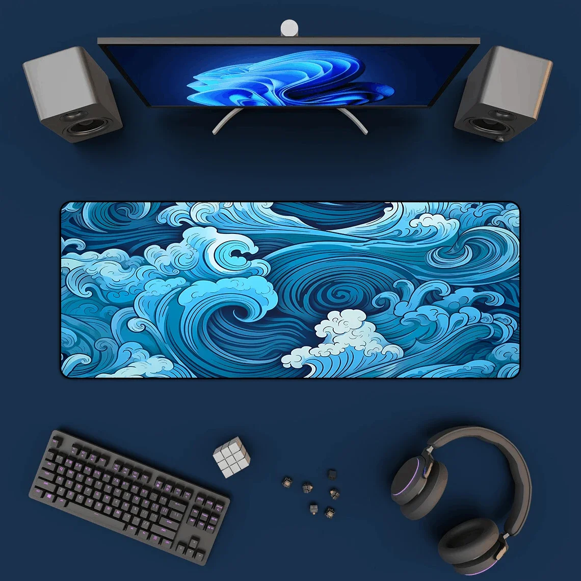 Japanese Blue Waves Mouse Pad  - Gaming Accessories For Your Desk recension och pris
