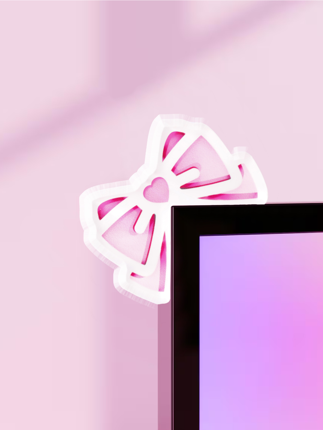 Kawaii Bow Monitor Decor Pink  - Gaming Accessories Pc Setup recension och pris