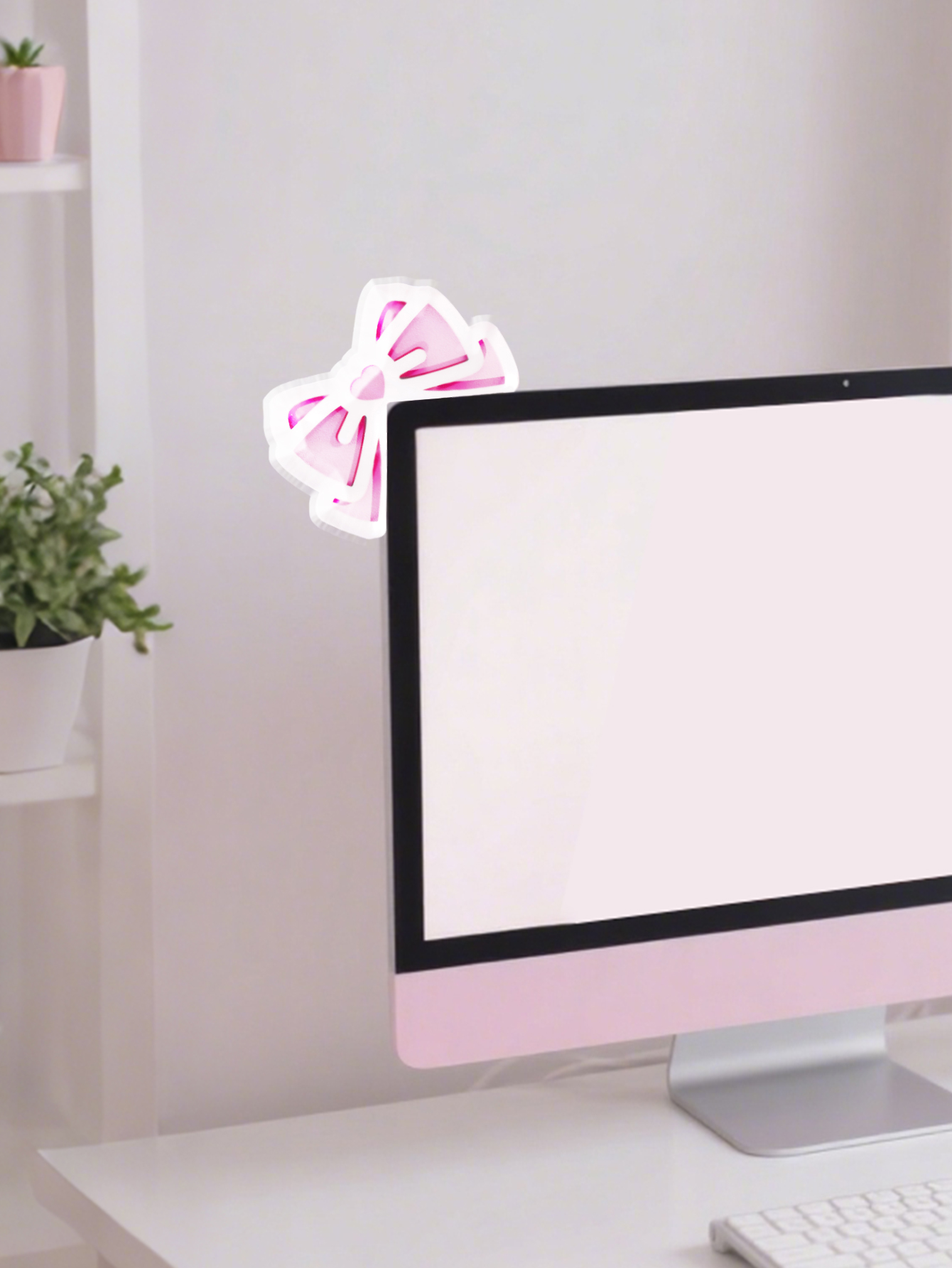 Kawaii Bow Monitor Decor Pink  - Gaming Accessories Pc Setup recension och pris