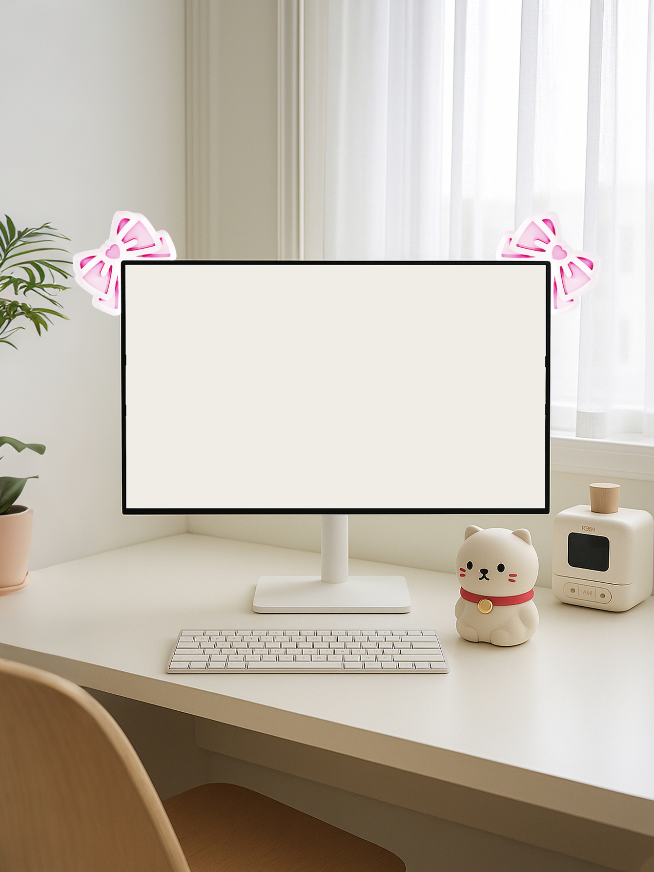 Kawaii Bow Monitor Decor Pink  - Gaming Accessories Pc Setup recension och pris