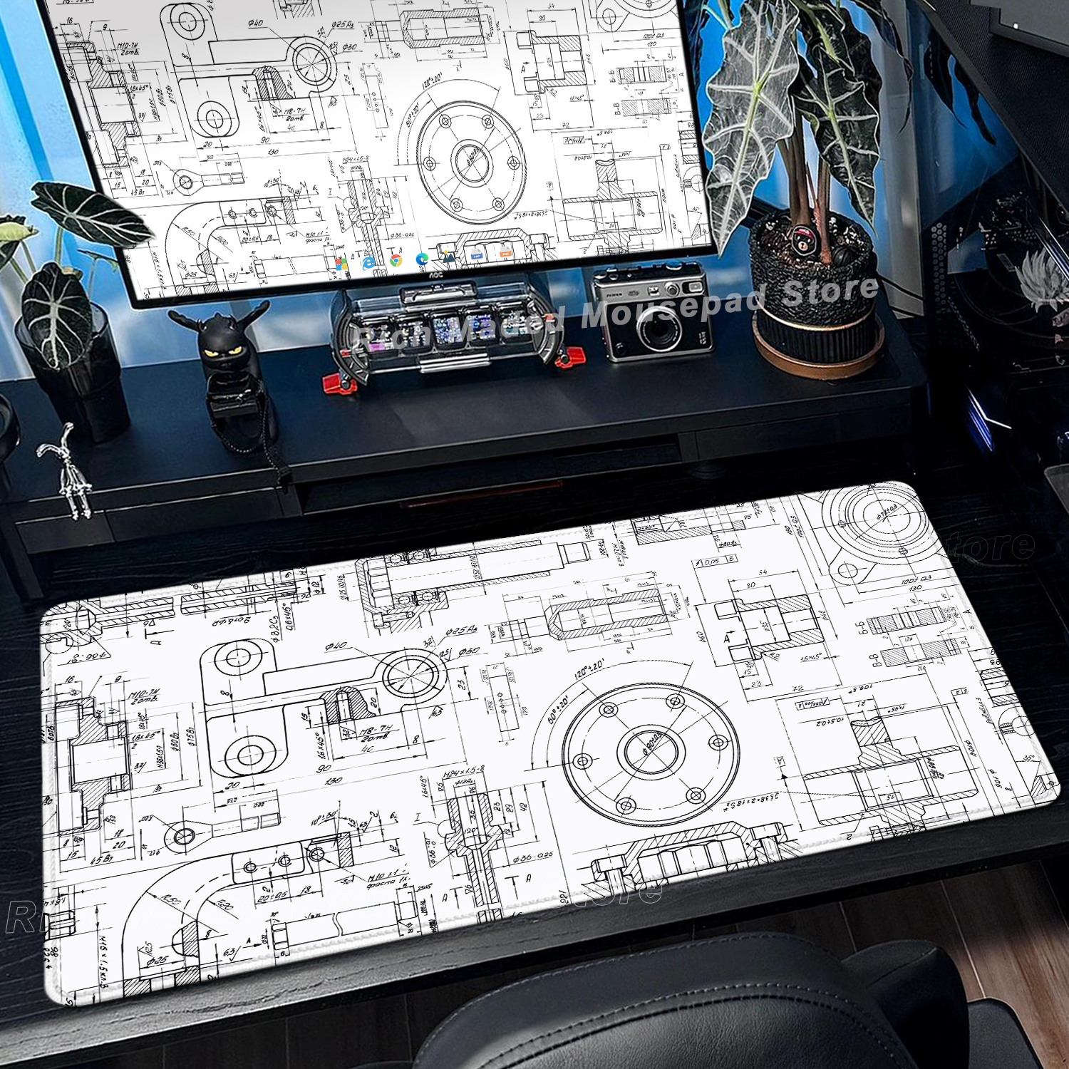 Black Large Mouse Pad Engineer - Gaming Accessories Drawing recension och pris