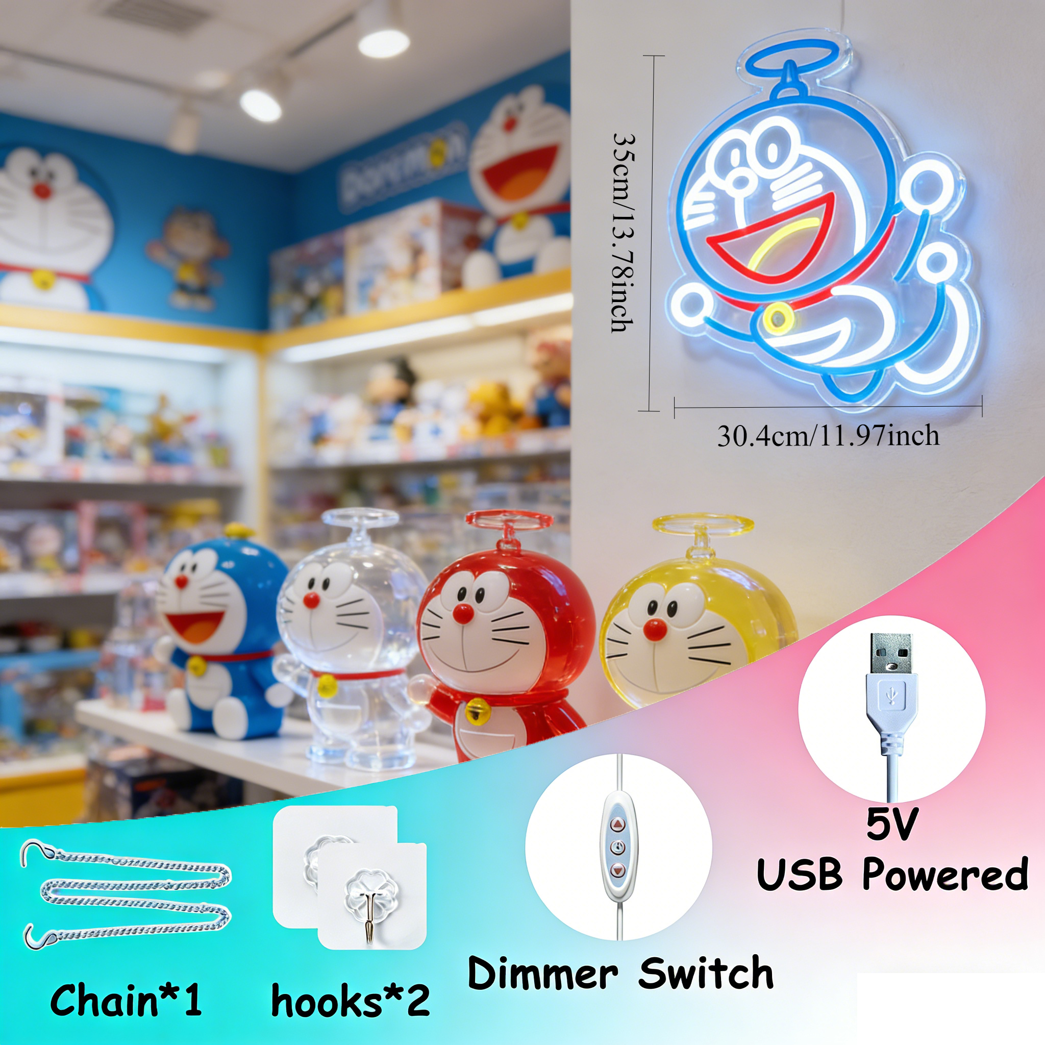 Doraemon Neon Sign LED USB Dim - Gaming Accessories Led recension och pris